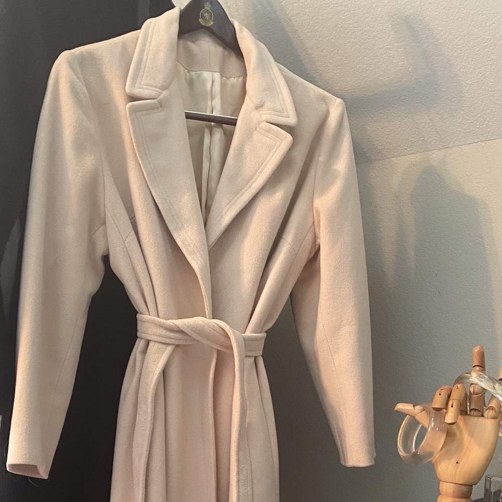 100% Cashmere Trench Coat -Ivory /  Size M